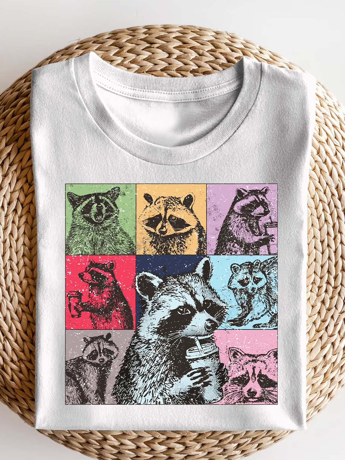 Raccoon Drink Coffee Short Sleeves Tee