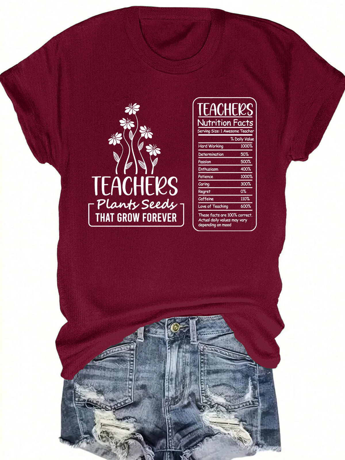 Teacher Nutrition Facts Short Sleeves Tee