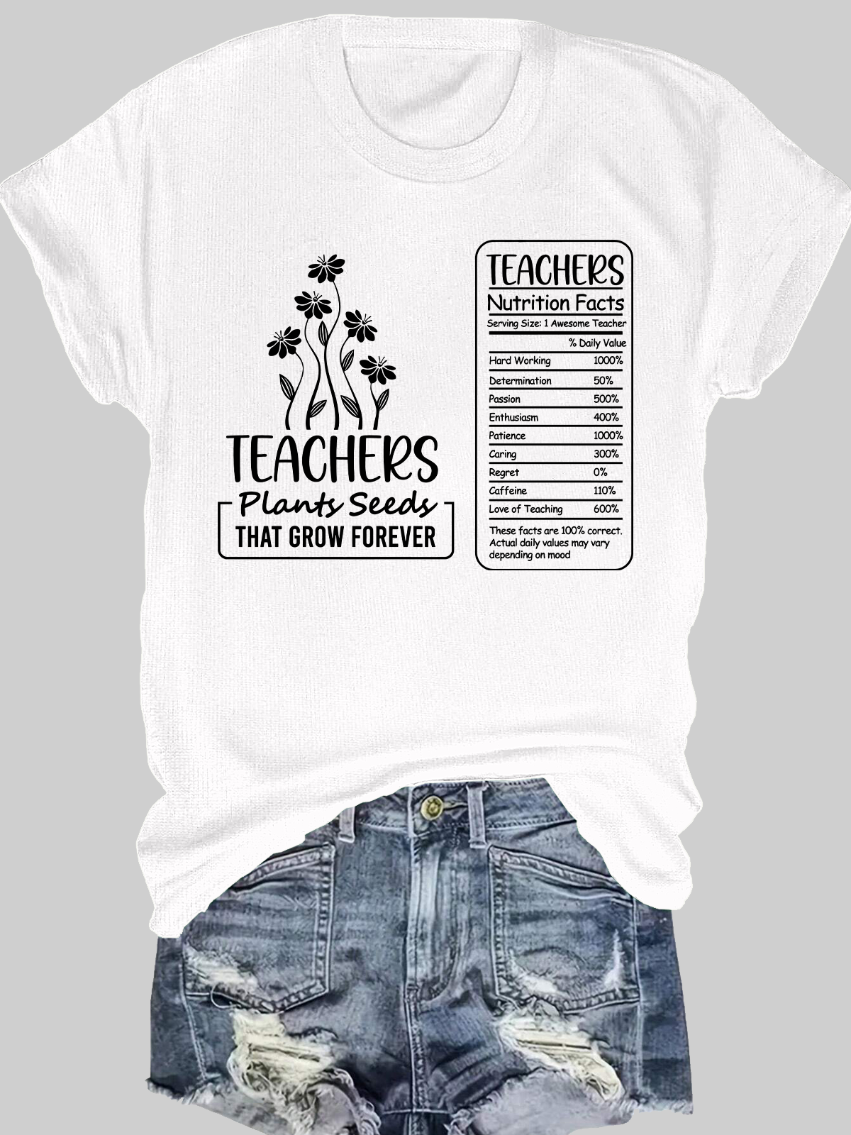 Teacher Nutrition Facts Short Sleeves Tee