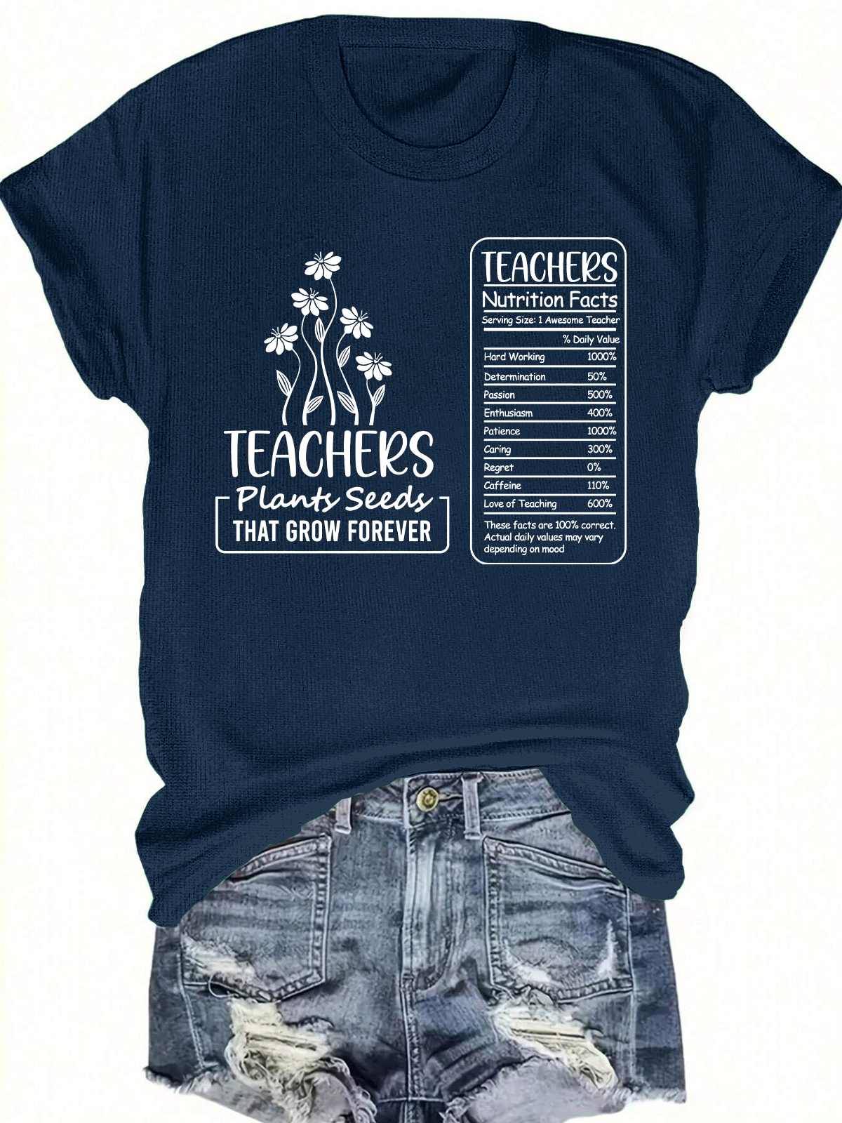 Teacher Nutrition Facts Short Sleeves Tee