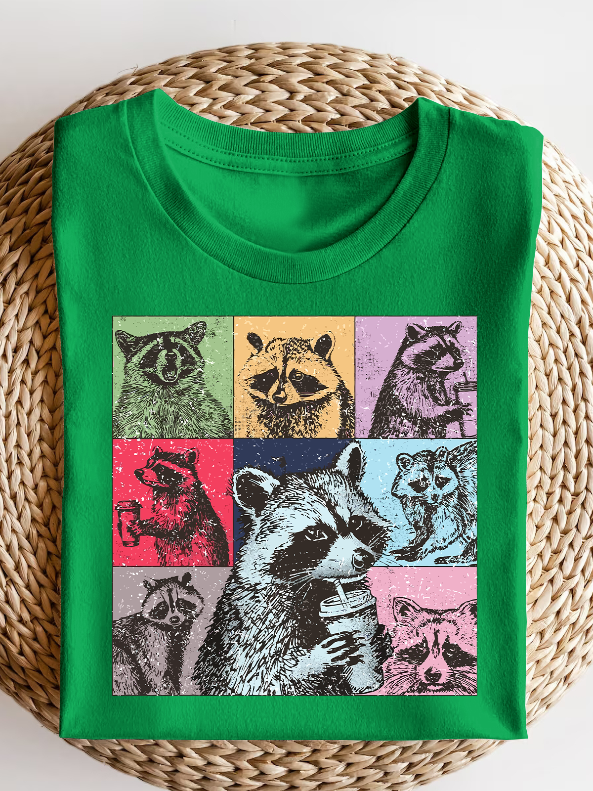 Raccoon Drink Coffee Short Sleeves Tee