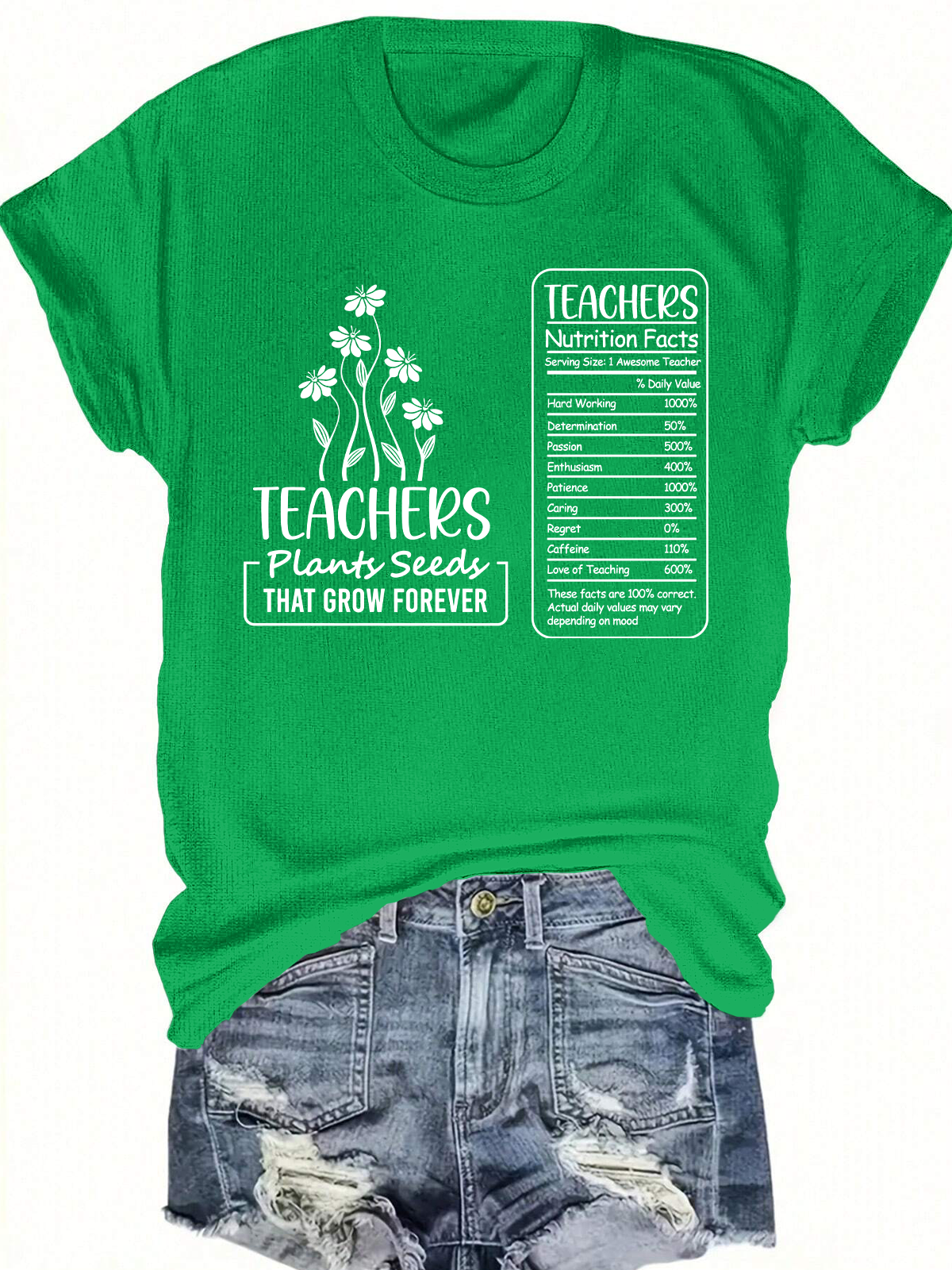 Teacher Nutrition Facts Short Sleeves Tee