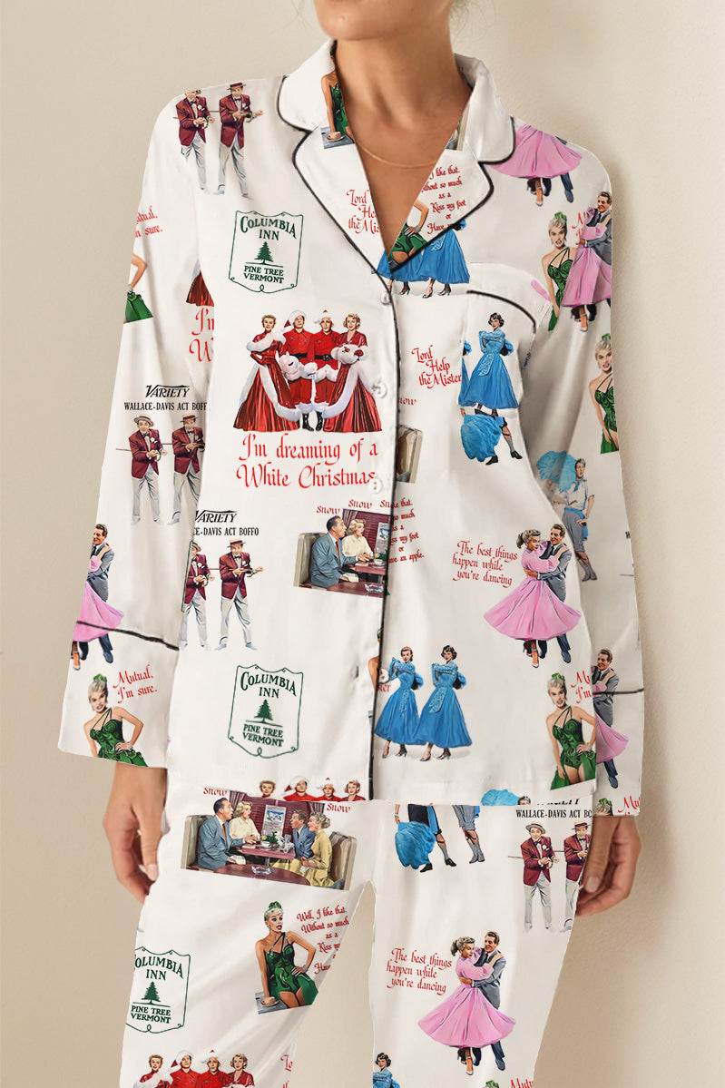 Chirstmas Movie Printed  Long Sleeves Pajama Set