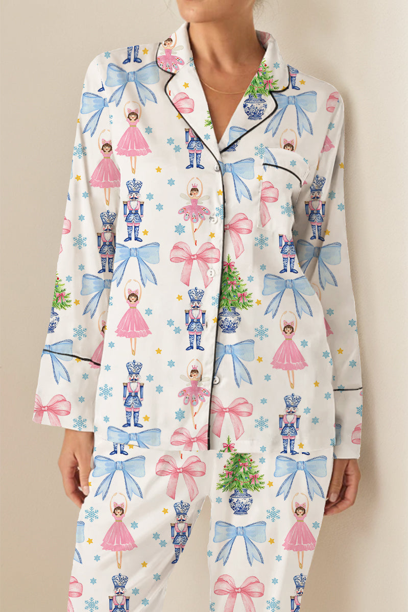 Chirstmas Chinoiserie Nutcracker Long Sleeves Pajama Set