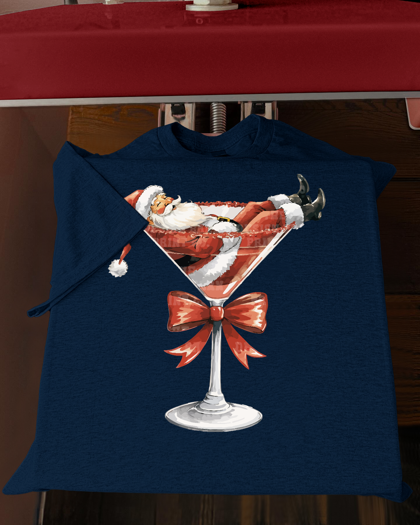 Santa Martini Christmas Short Sleeves Tee