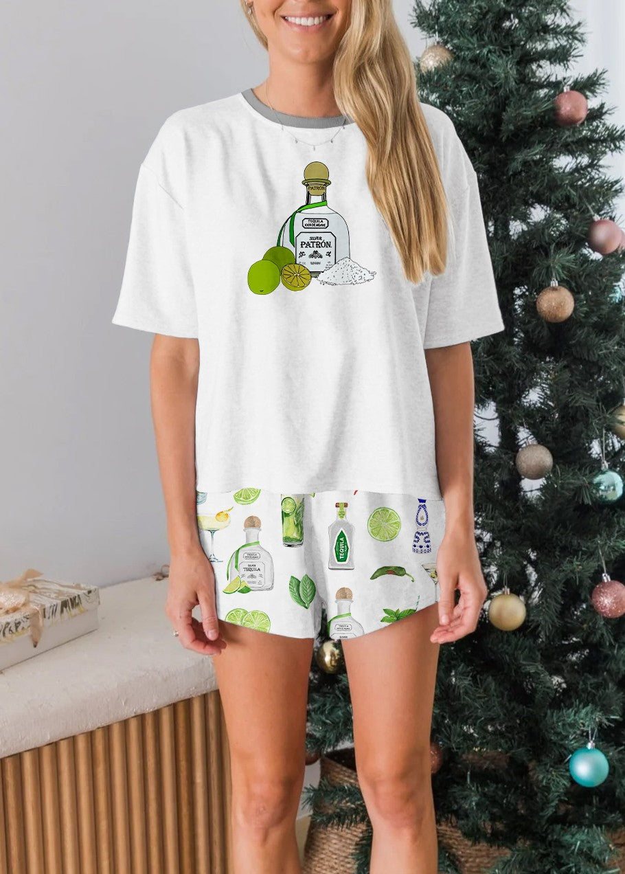 Tequila And Orange Short Sleeves Pajama Set