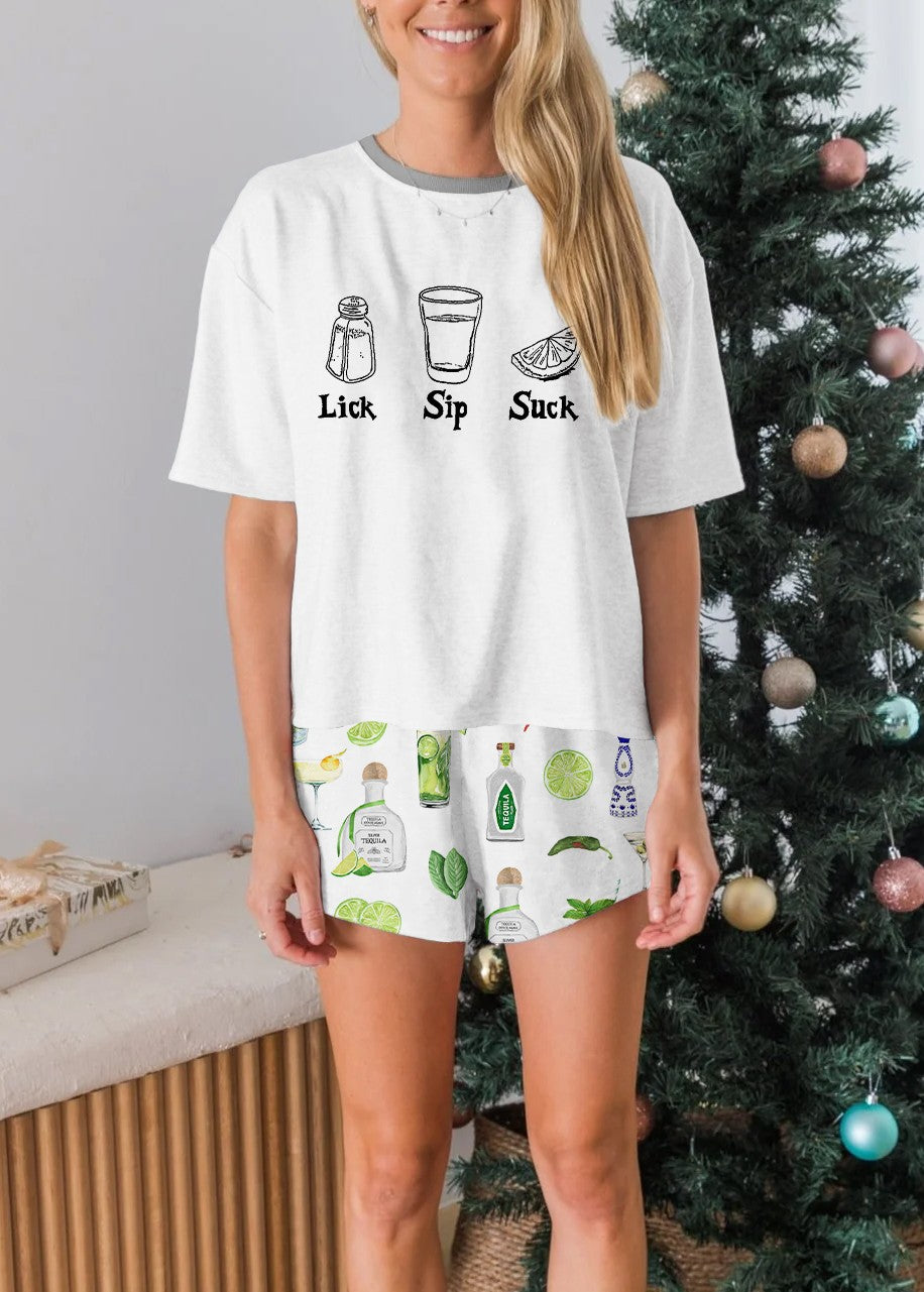 Lick Sip Sark Short Sleeves Pajama Set