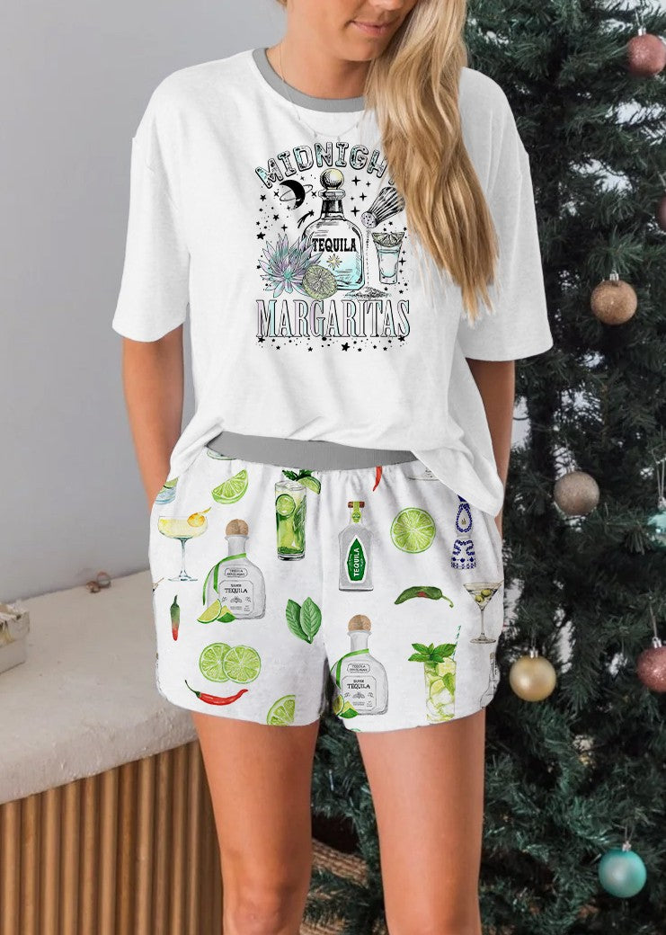 Miduight Tequila Margaritas Short Sleeves Pajama Set