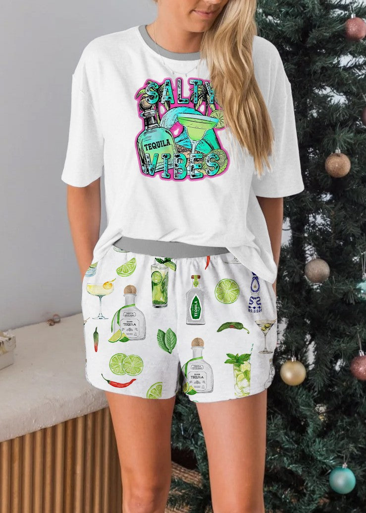 Salty Vibes Margarita Short Sleeves Pajama Set