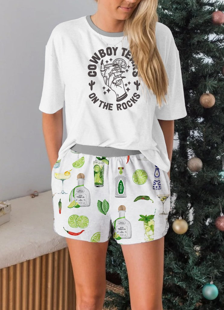 Cowboy Tears On The Rocks Short Sleeves Pajama Set