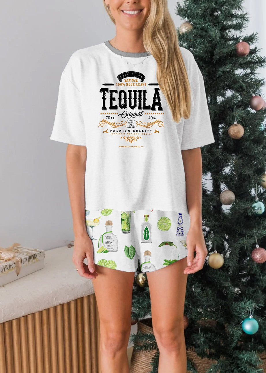 100% Bule Agave Tequila  Short Sleeves Pajama Set