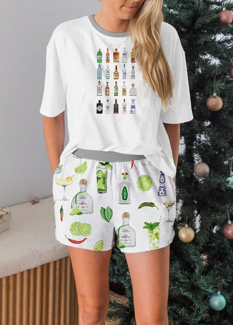 Flower With Tequila Short Sleeves Pajama Set