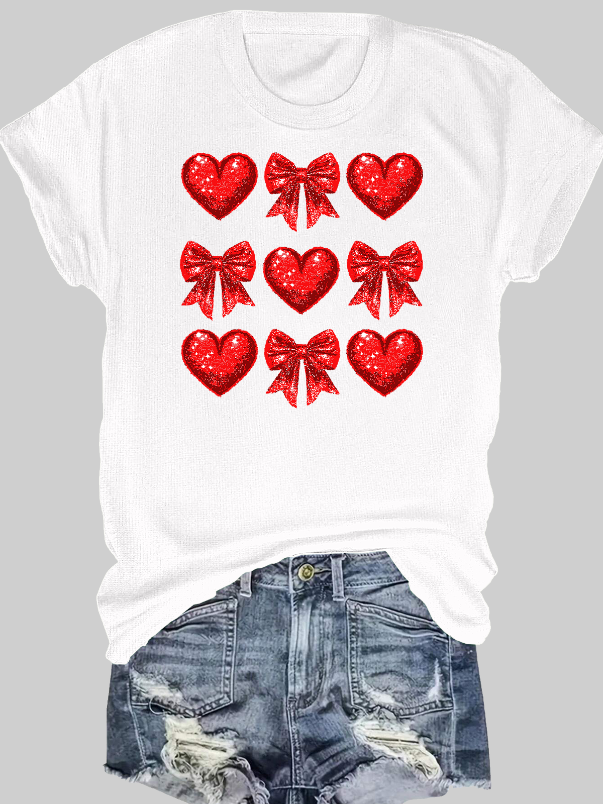 Coquette Glitter Valentine Heart Short Sleeves Tee