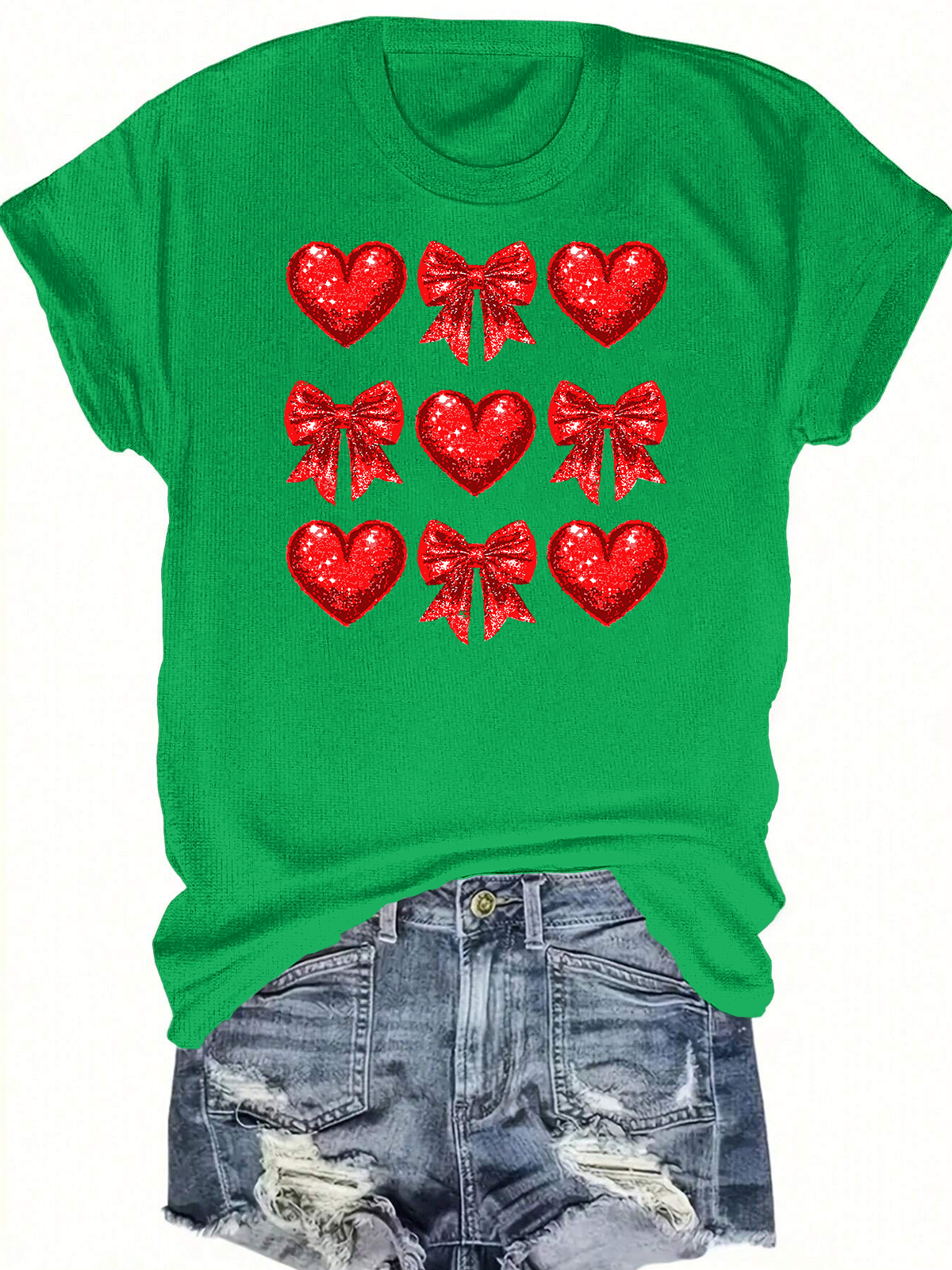 Coquette Glitter Valentine Heart Short Sleeves Tee