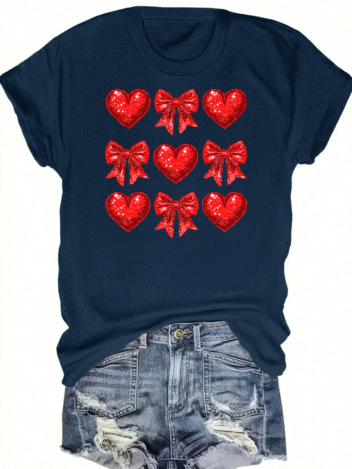 Coquette Glitter Valentine Heart Short Sleeves Tee