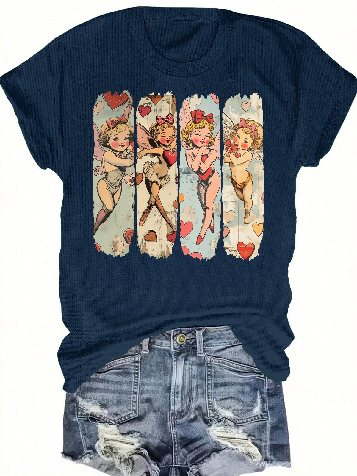 Retro Cupid Coquette Bow Short Sleeves Tee