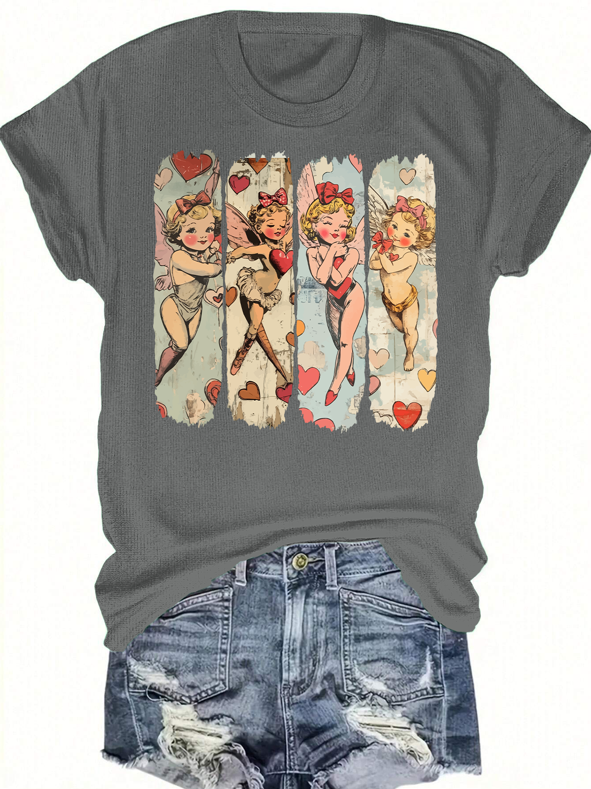 Retro Cupid Coquette Bow Short Sleeves Tee