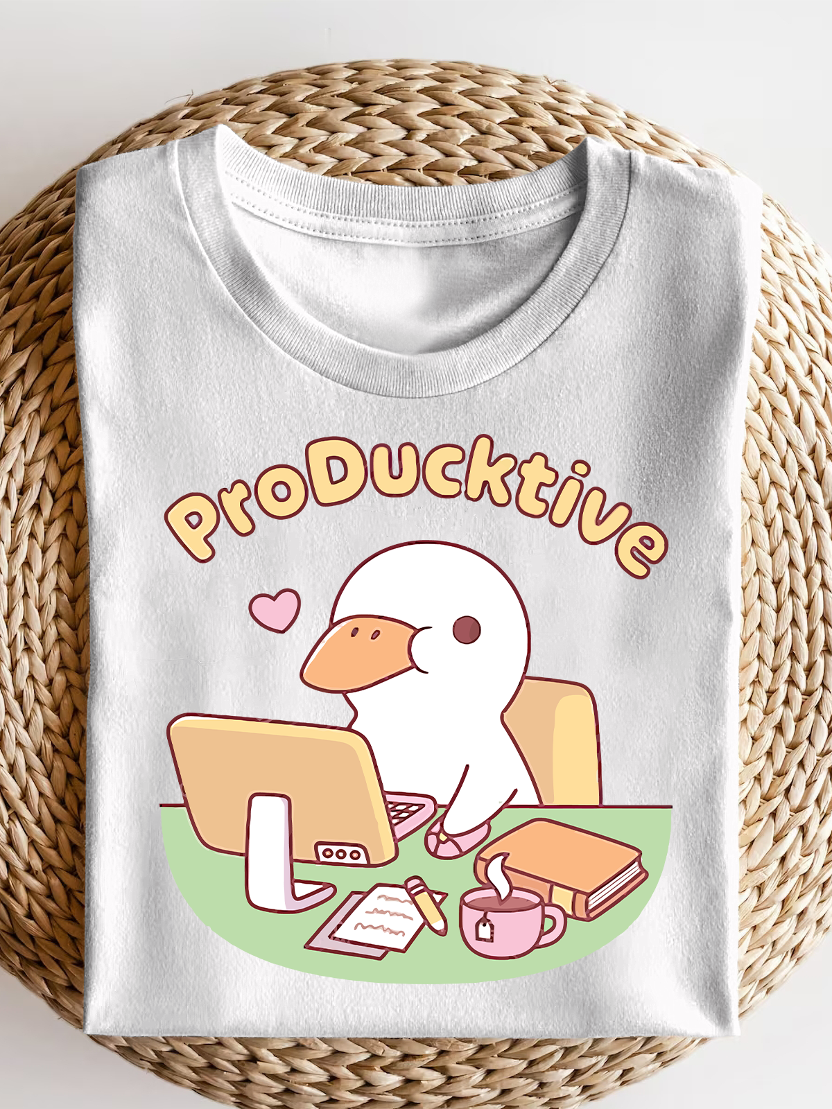 Cut Duck Working On Computer Producktive Short Sleeves Tee