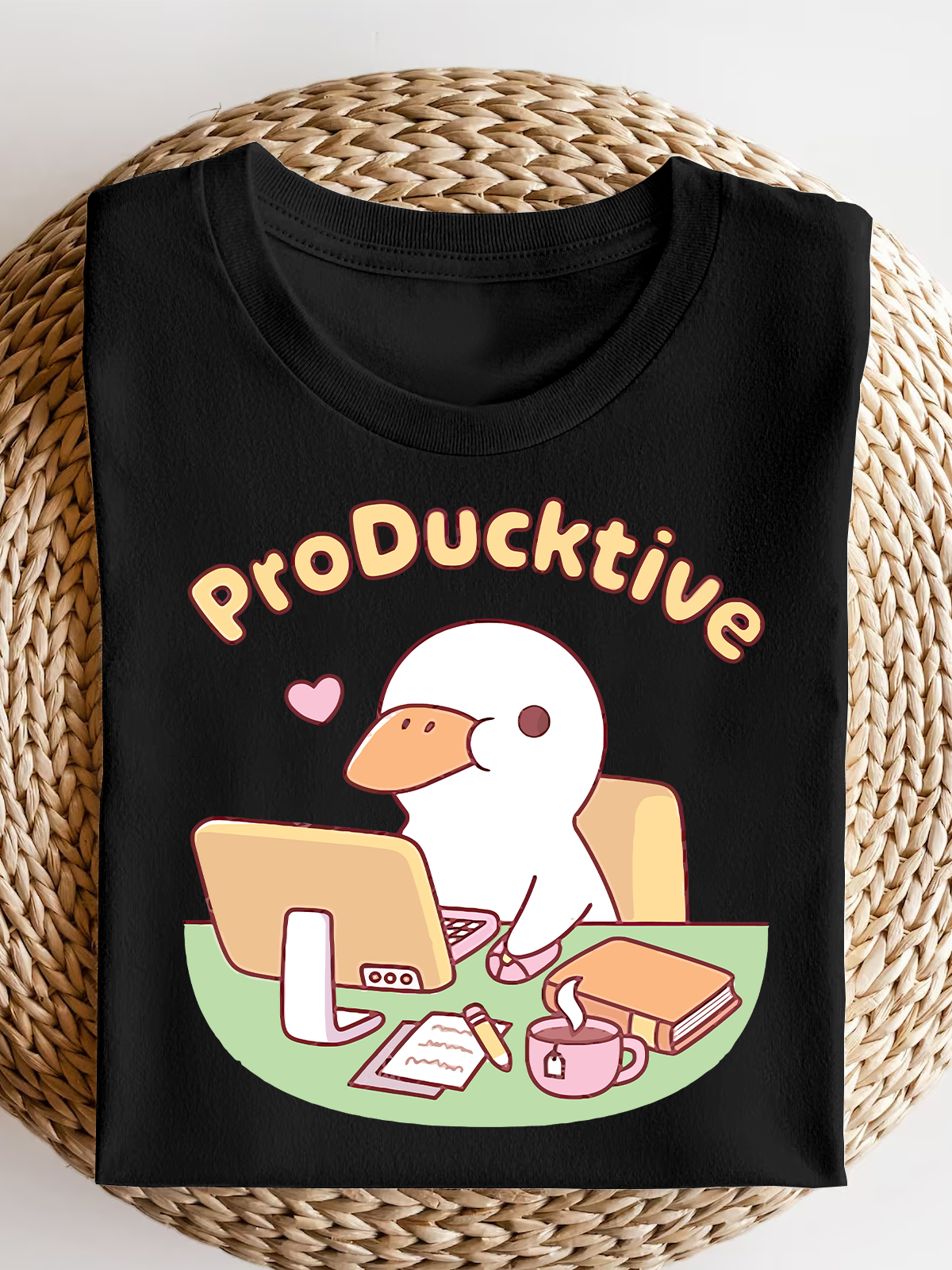 Cut Duck Working On Computer Producktive Short Sleeves Tee