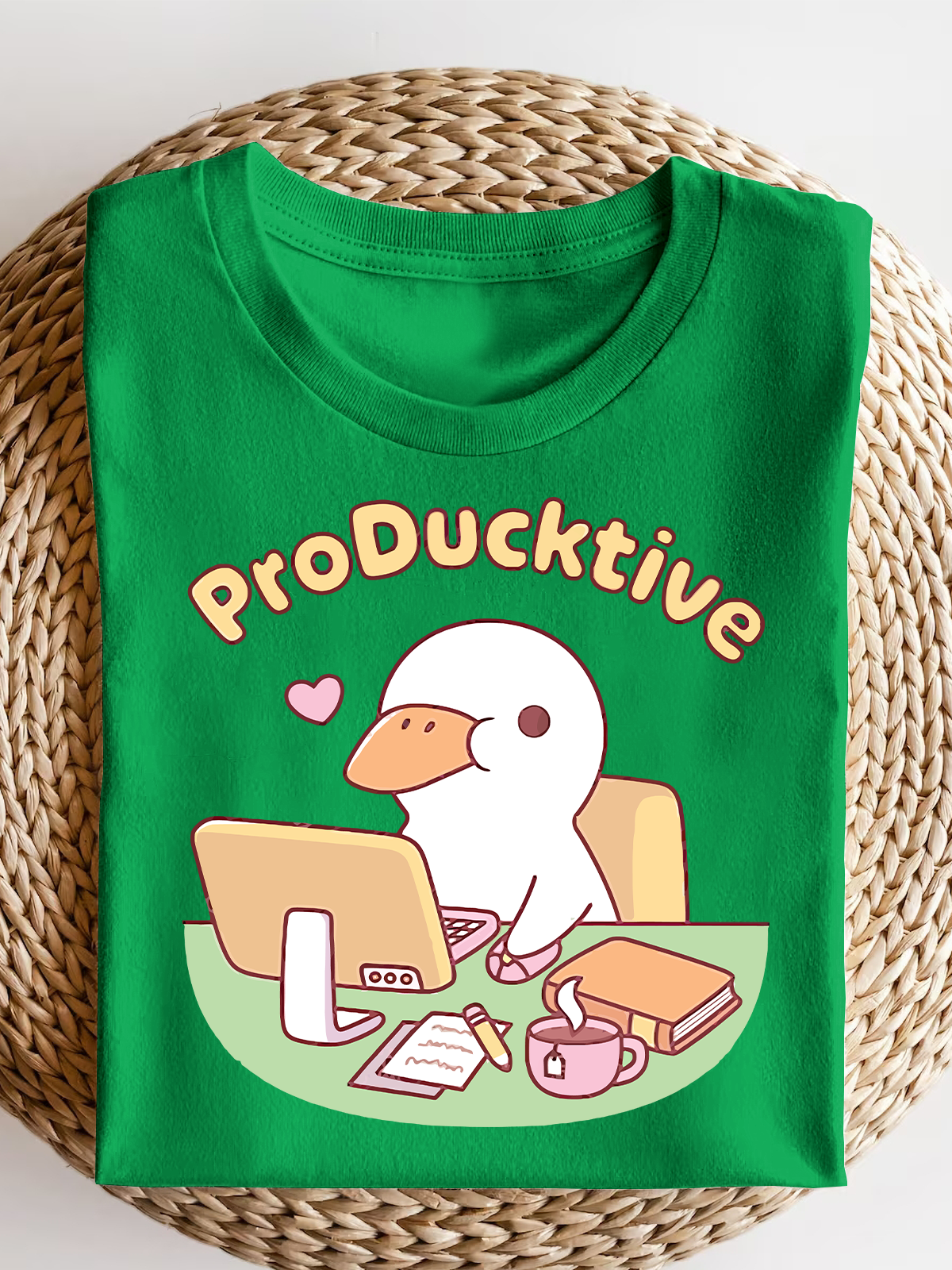 Cut Duck Working On Computer Producktive Short Sleeves Tee