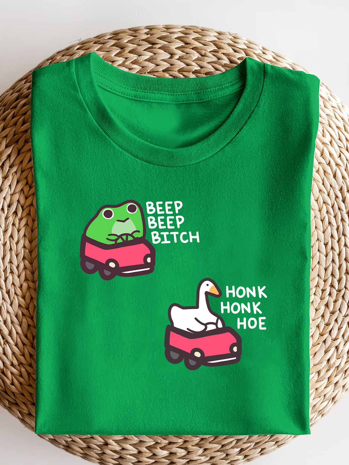 Cute Road Raging Frog And Goose Short Sleeves Tee