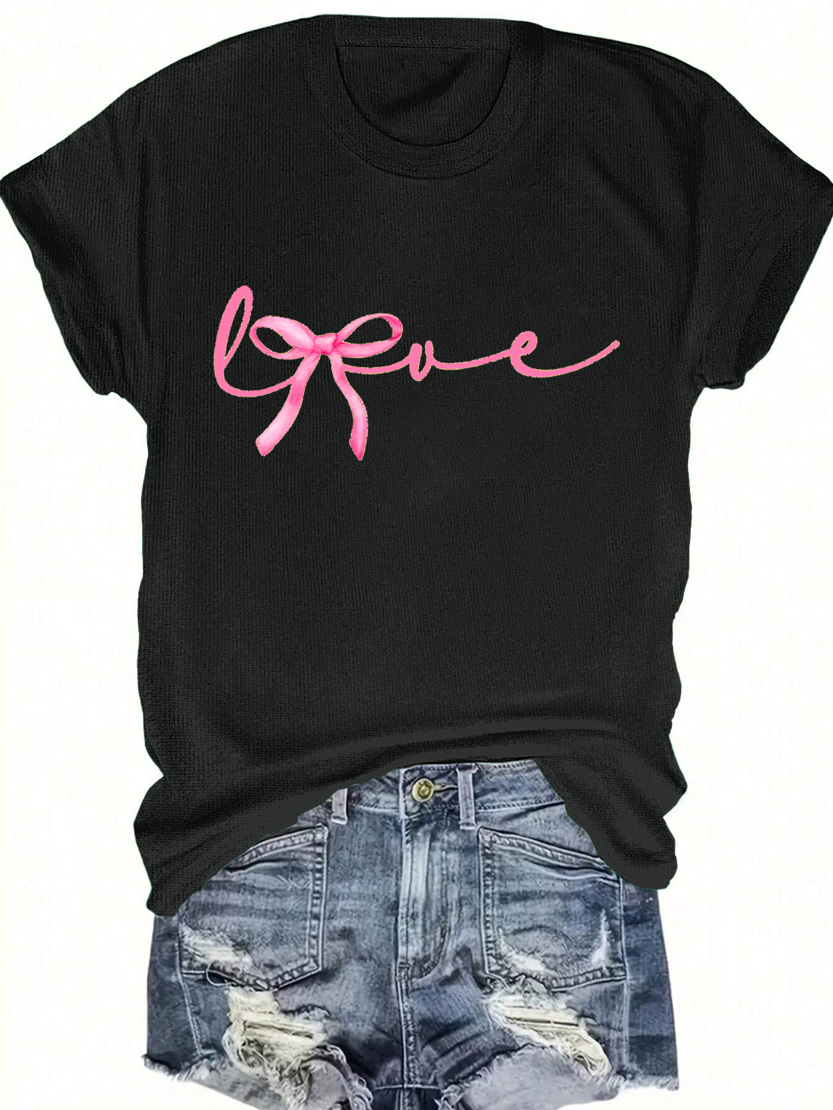 Love Valentine Bow Short Sleeves Tee