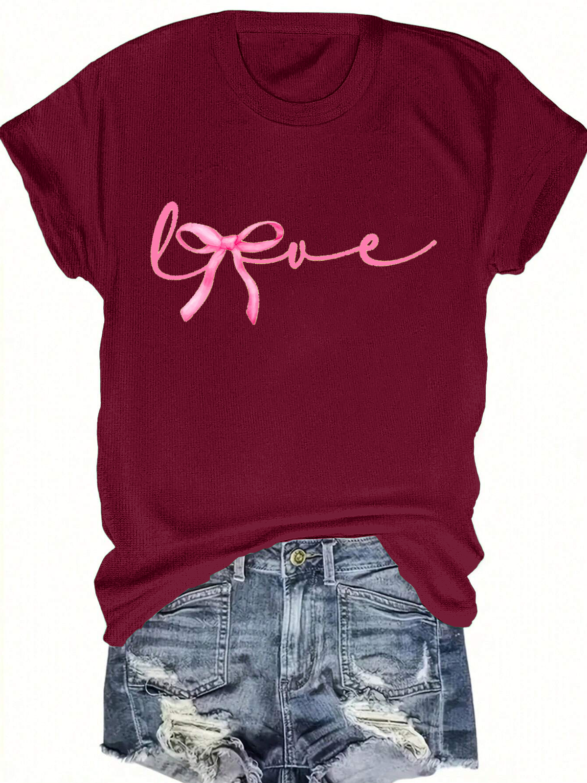 Love Valentine Bow Short Sleeves Tee