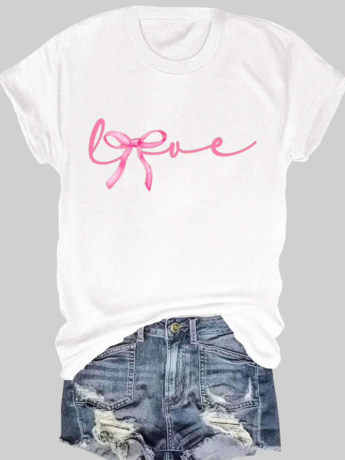 Love Valentine Bow Short Sleeves Tee