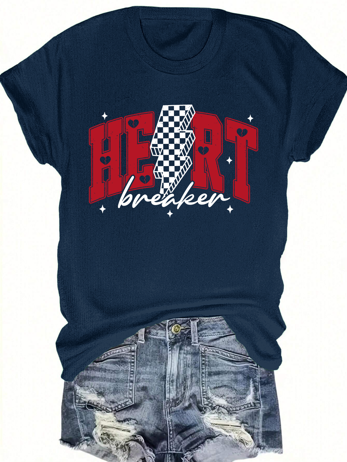 Heart Breaker Checkered Short Sleeves Tee