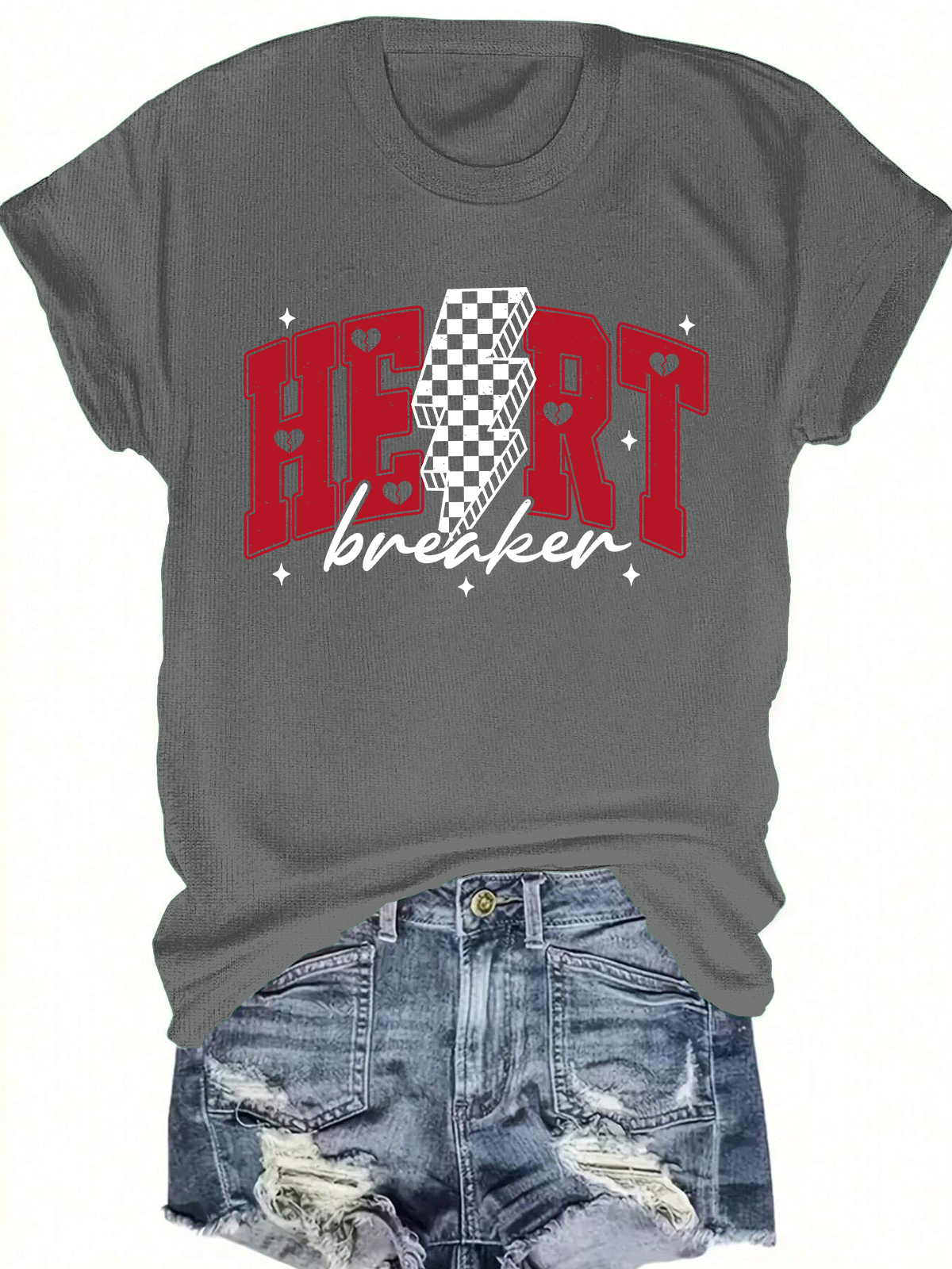 Heart Breaker Checkered Short Sleeves Tee