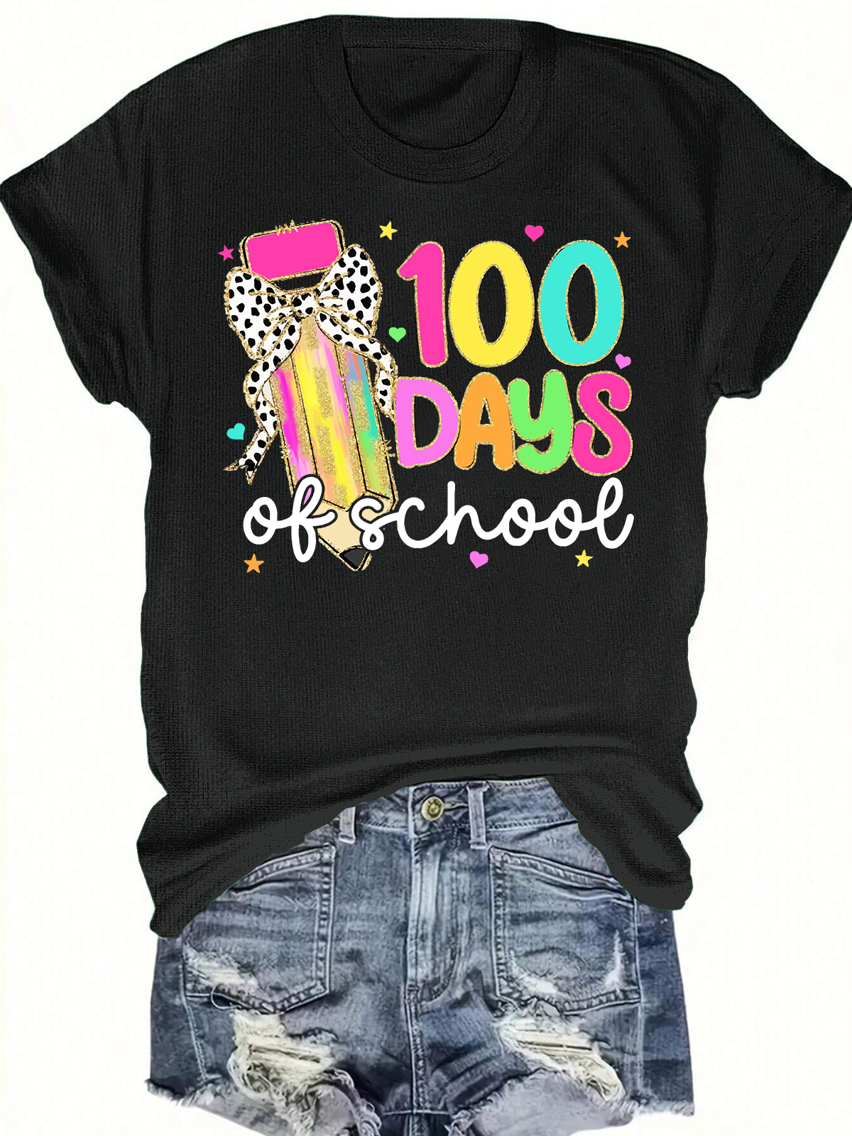 Coquette Bow 100 Days Of School Short Sleeves Tee