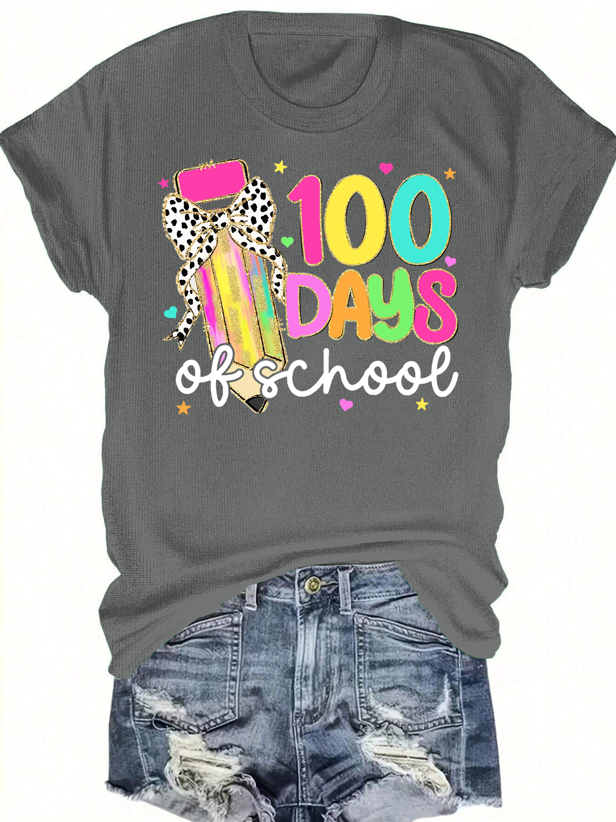 Coquette Bow 100 Days Of School Short Sleeves Tee