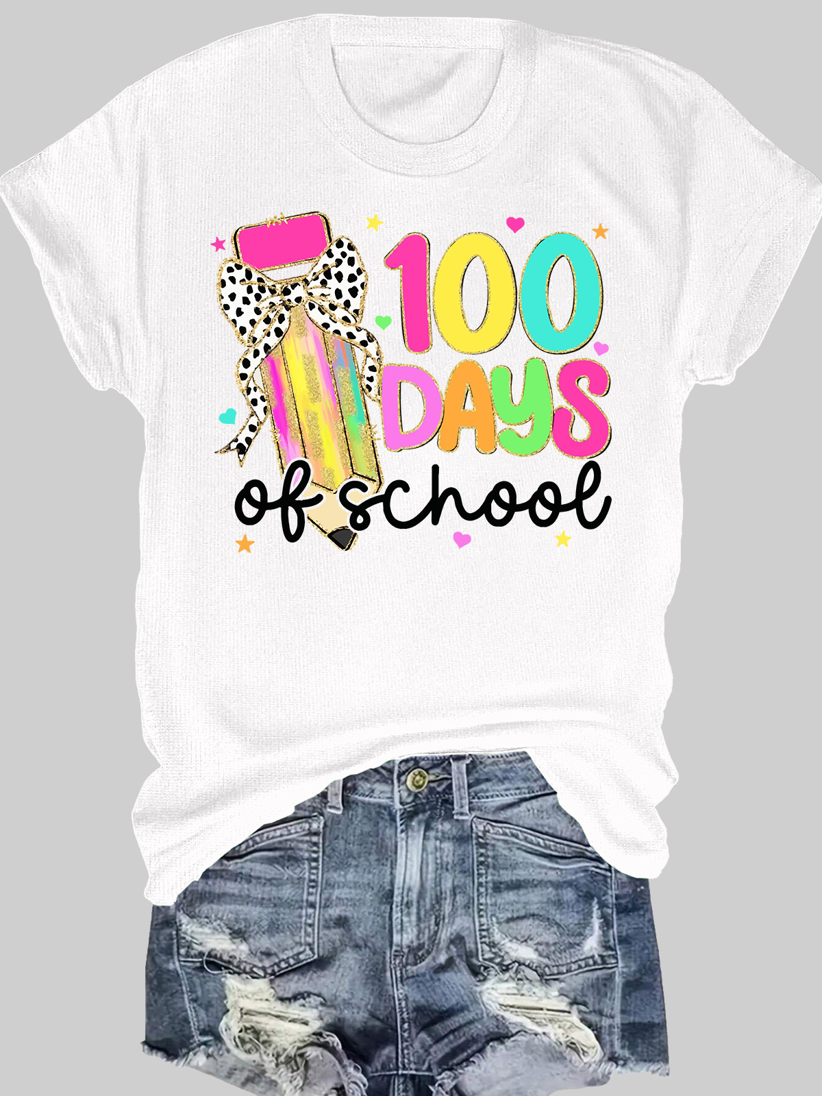 Coquette Bow 100 Days Of School Short Sleeves Tee