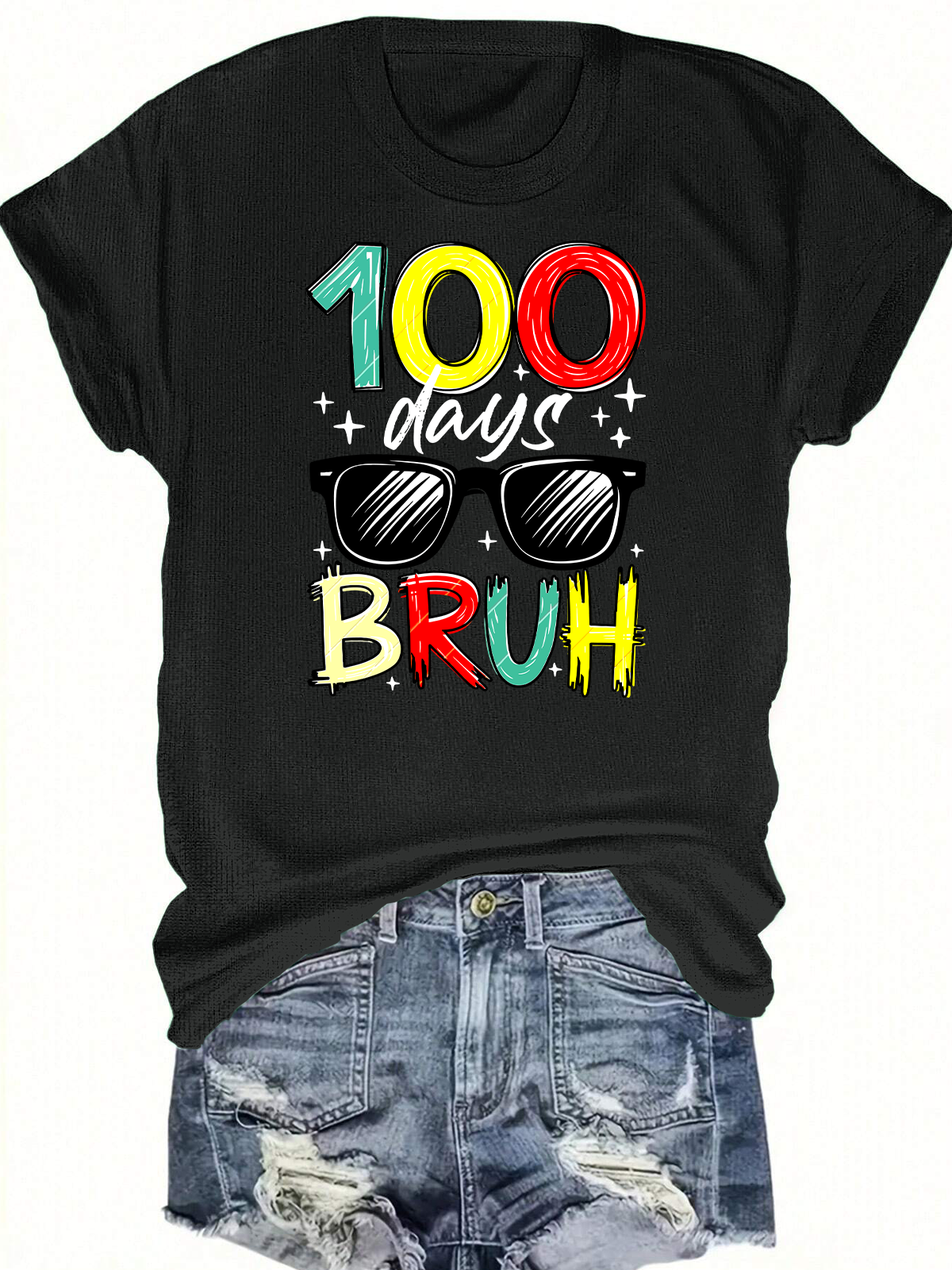 Retro 100 Days Bruh  Short Sleeves Tee