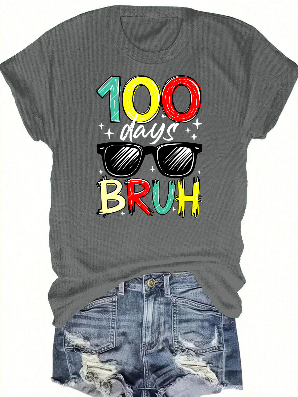 Retro 100 Days Bruh  Short Sleeves Tee