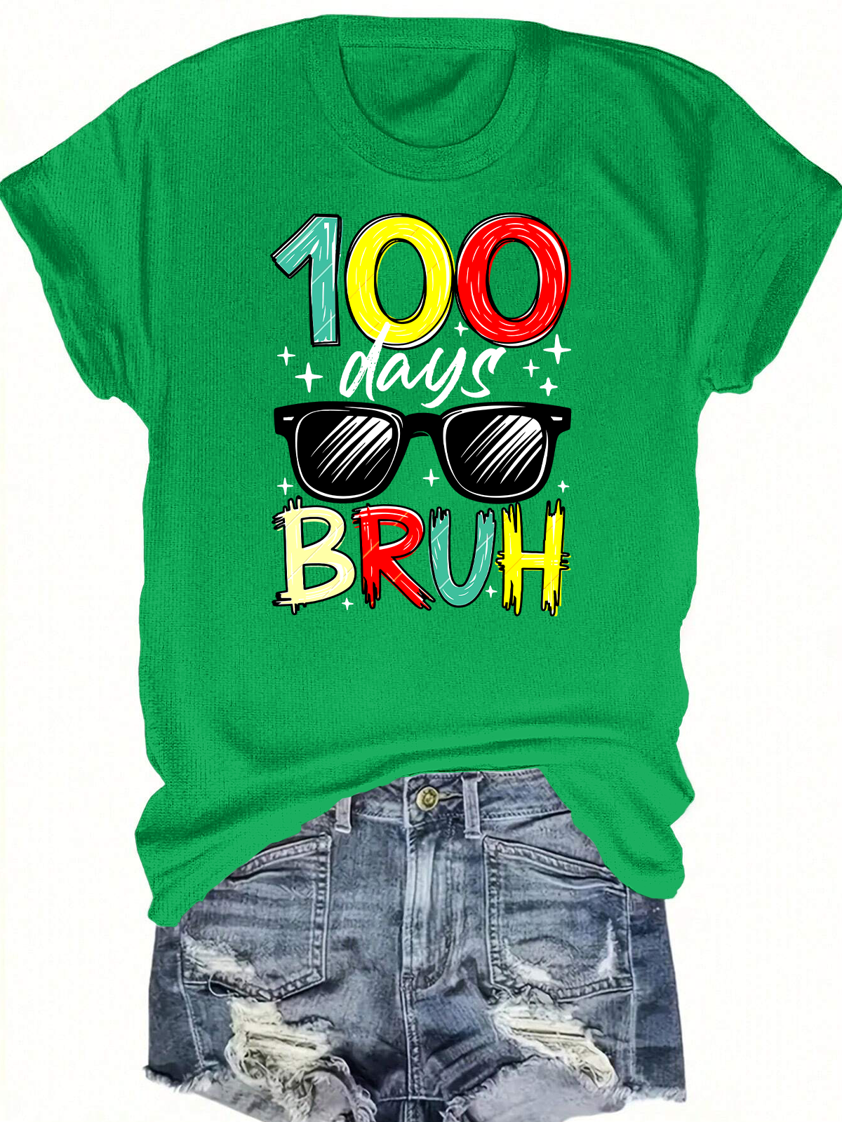 Retro 100 Days Bruh  Short Sleeves Tee