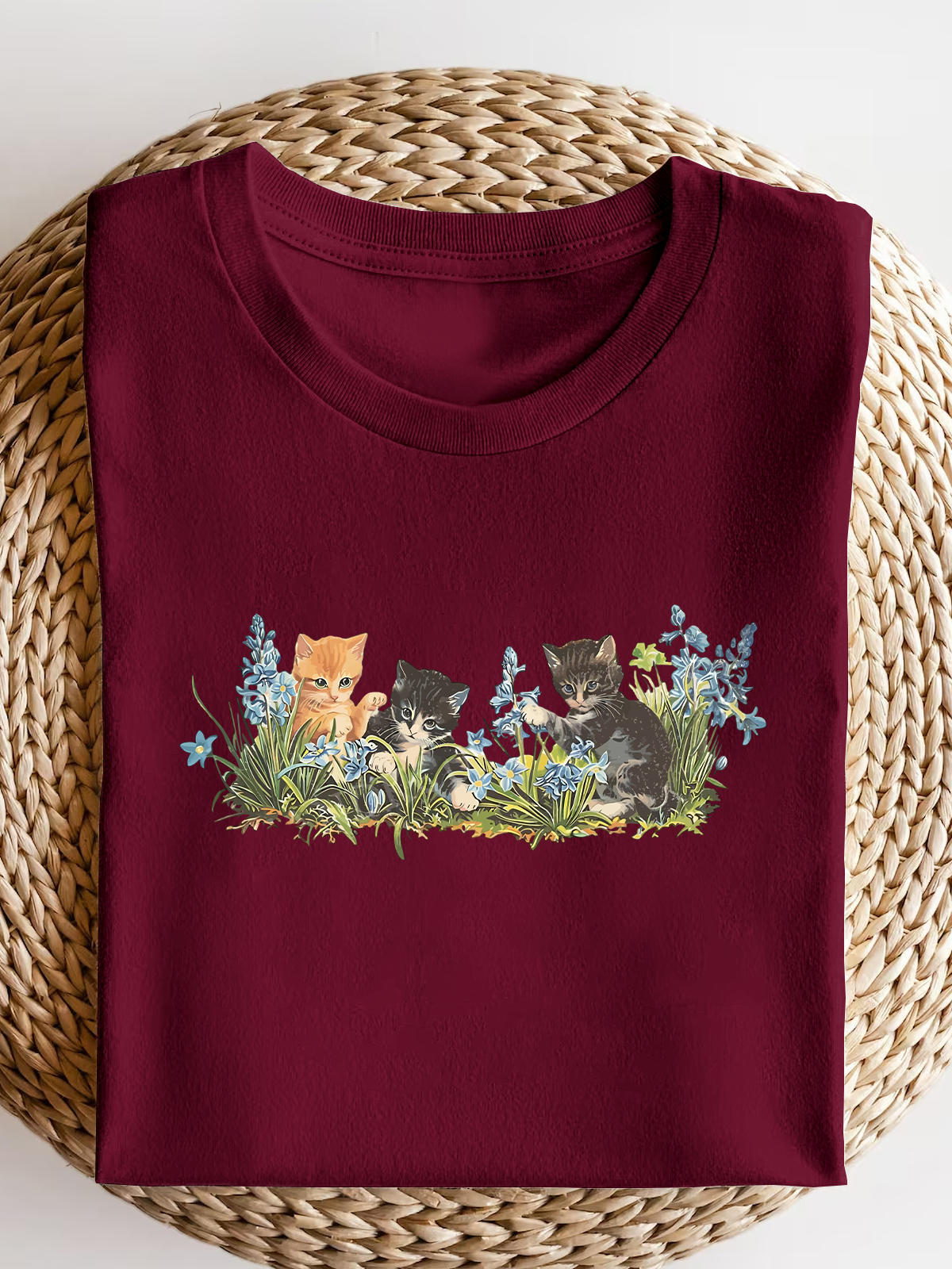 Vintage Cottagecore Kitten Short Sleeves Tee