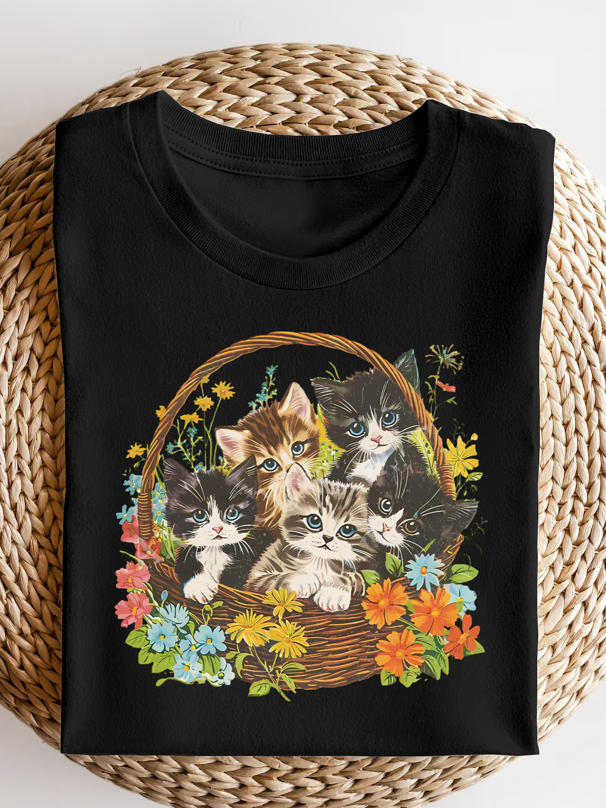 Cute 90S Cat Short Sleeves Tee