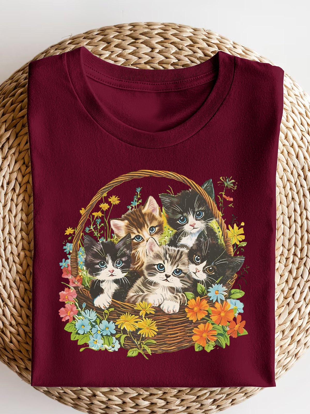 Cute 90S Cat Short Sleeves Tee