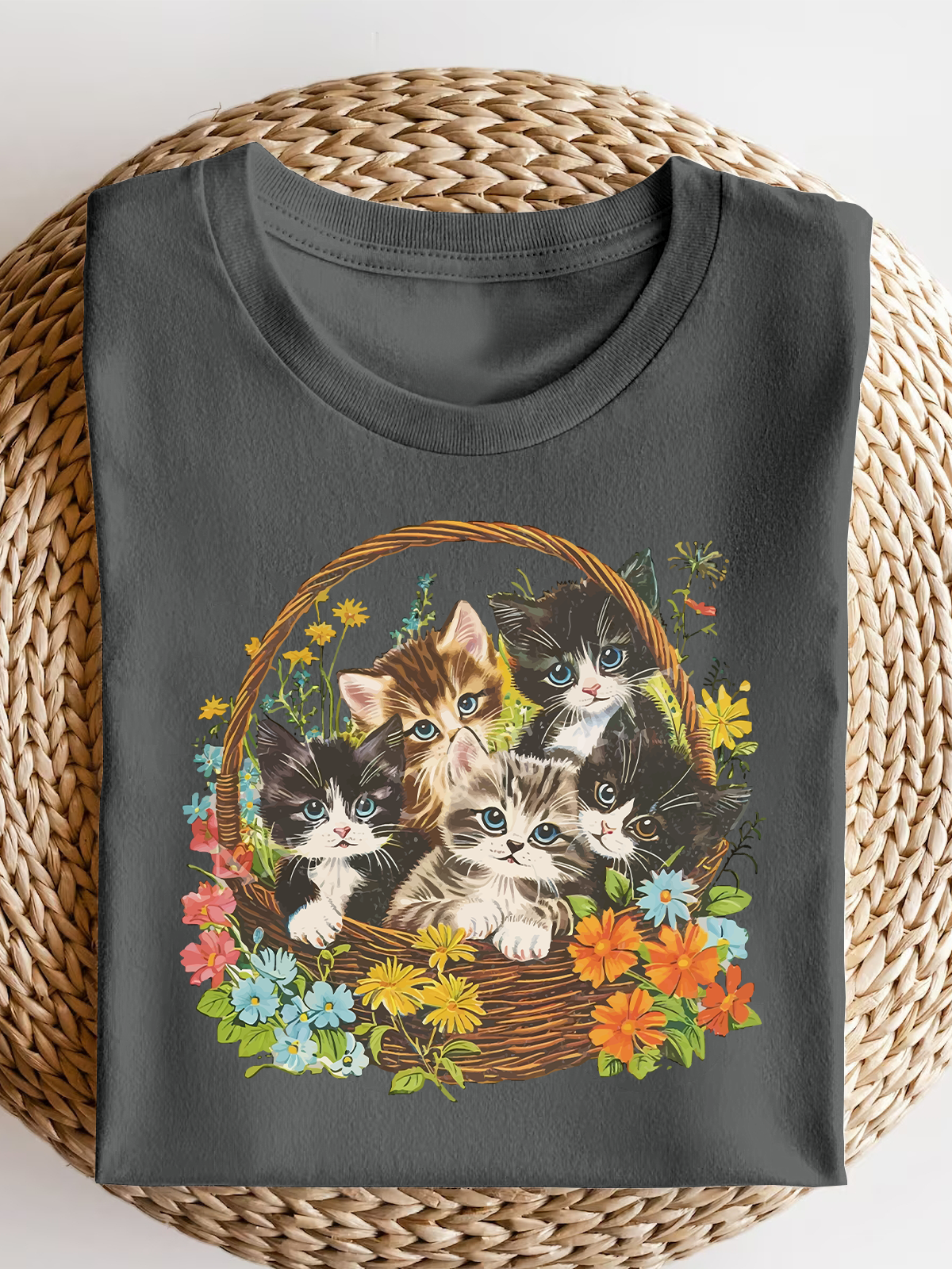 Cute 90S Cat Short Sleeves Tee