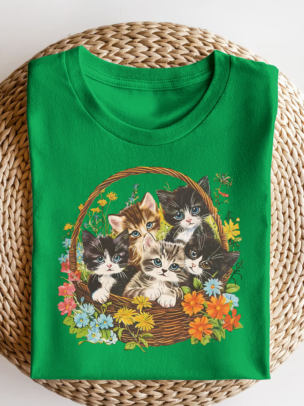 Cute 90S Cat Short Sleeves Tee