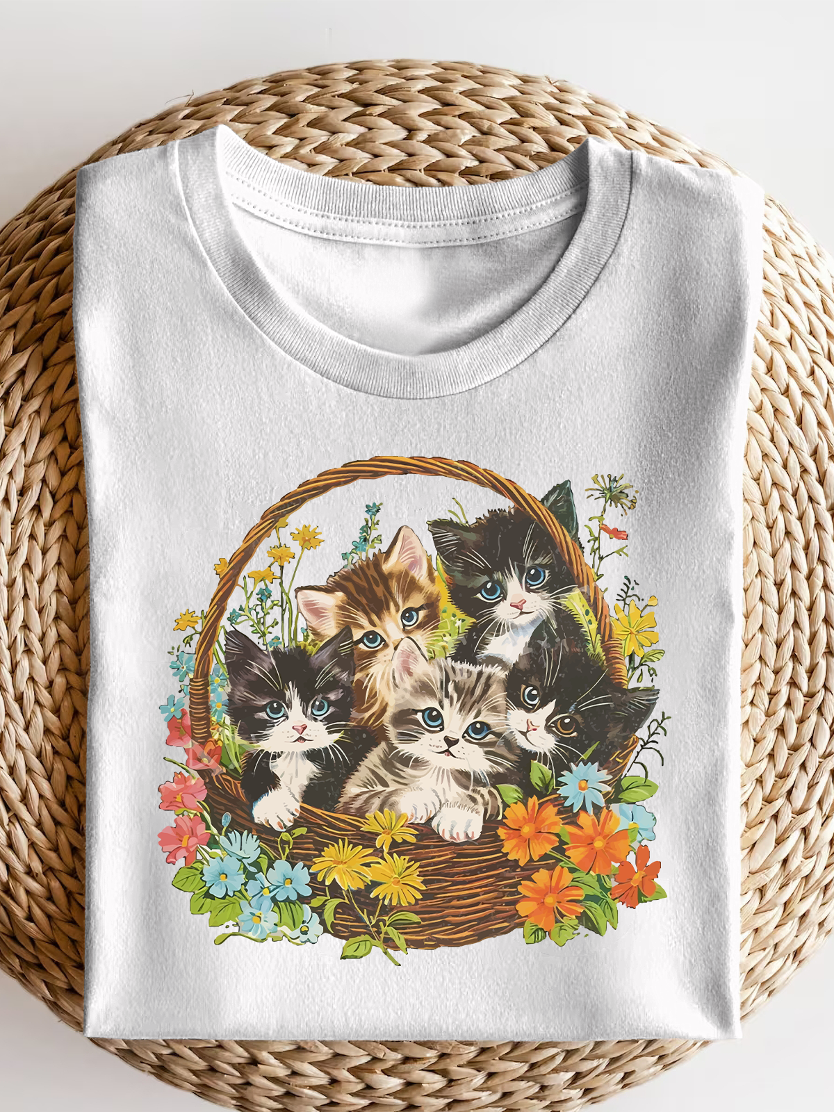 Cute 90S Cat Short Sleeves Tee