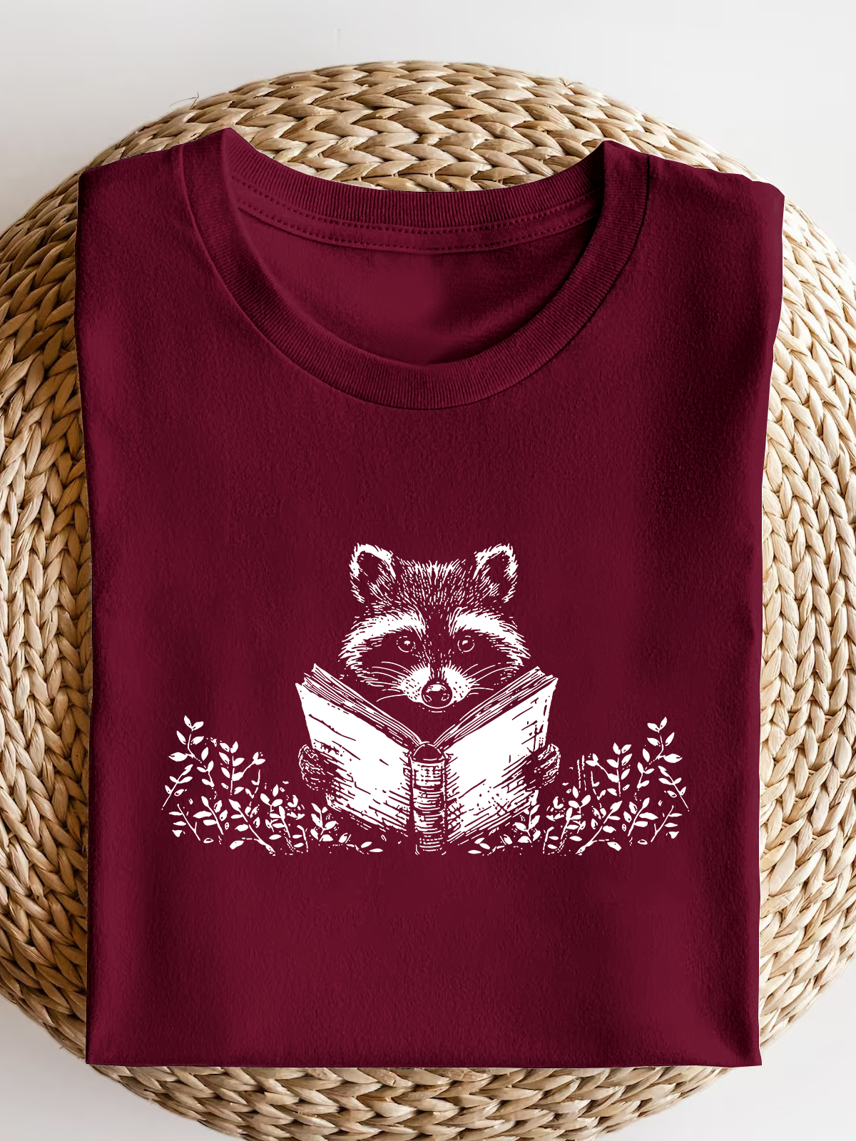 Reader Book Raccoon Short Sleeves Tee