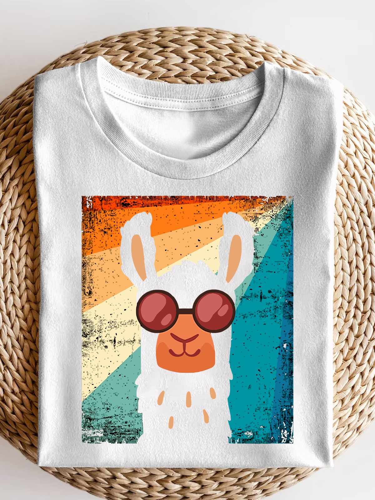 Retro Llama  Short Sleeves Tee