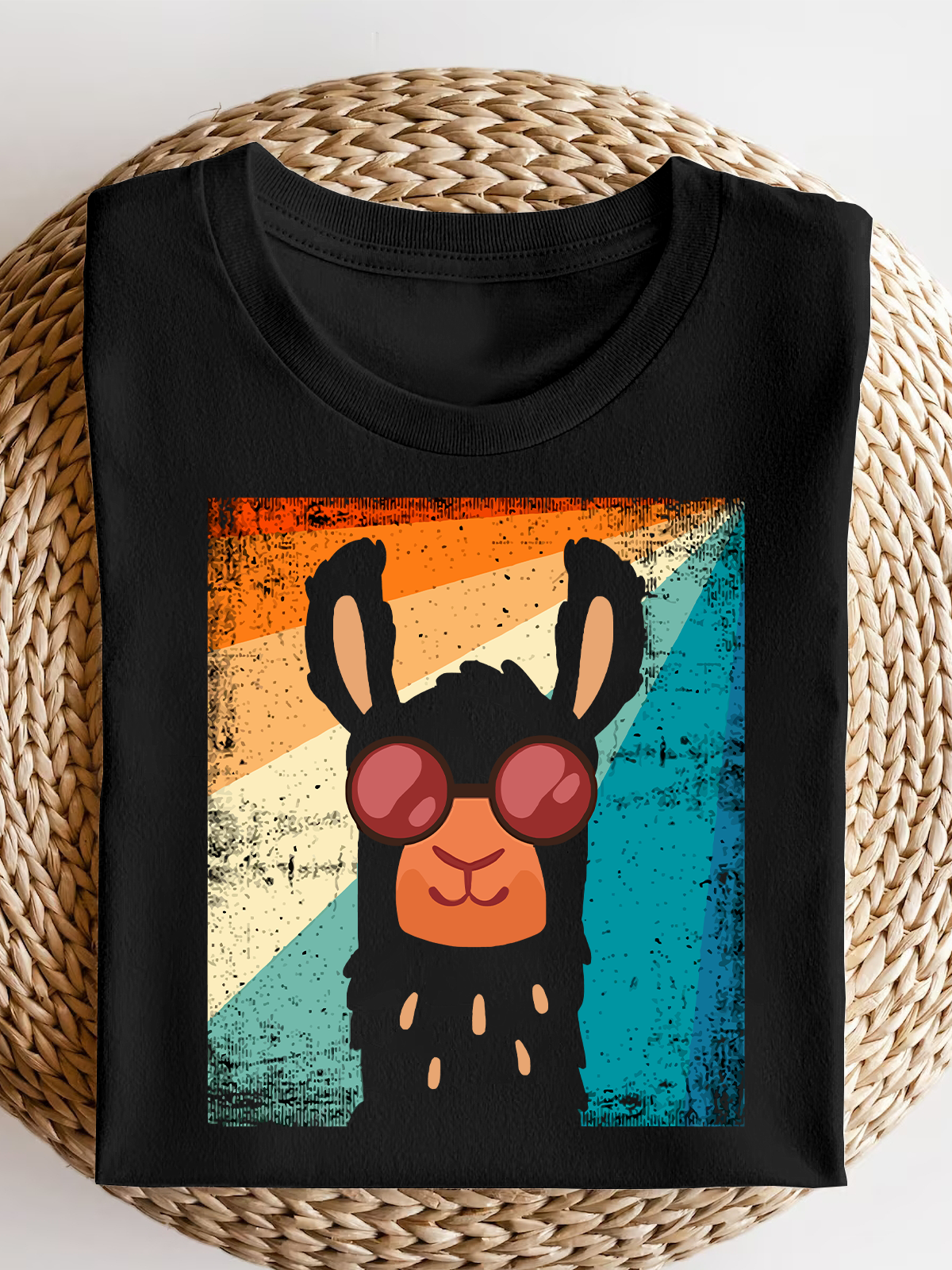 Retro Llama  Short Sleeves Tee