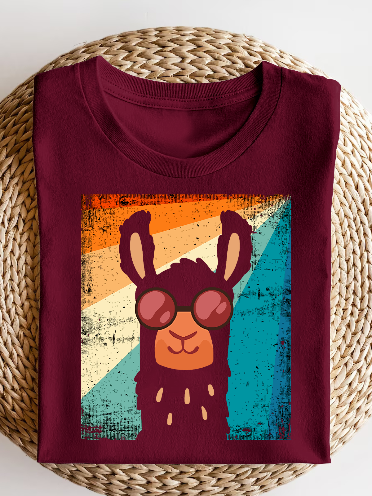 Retro Llama  Short Sleeves Tee