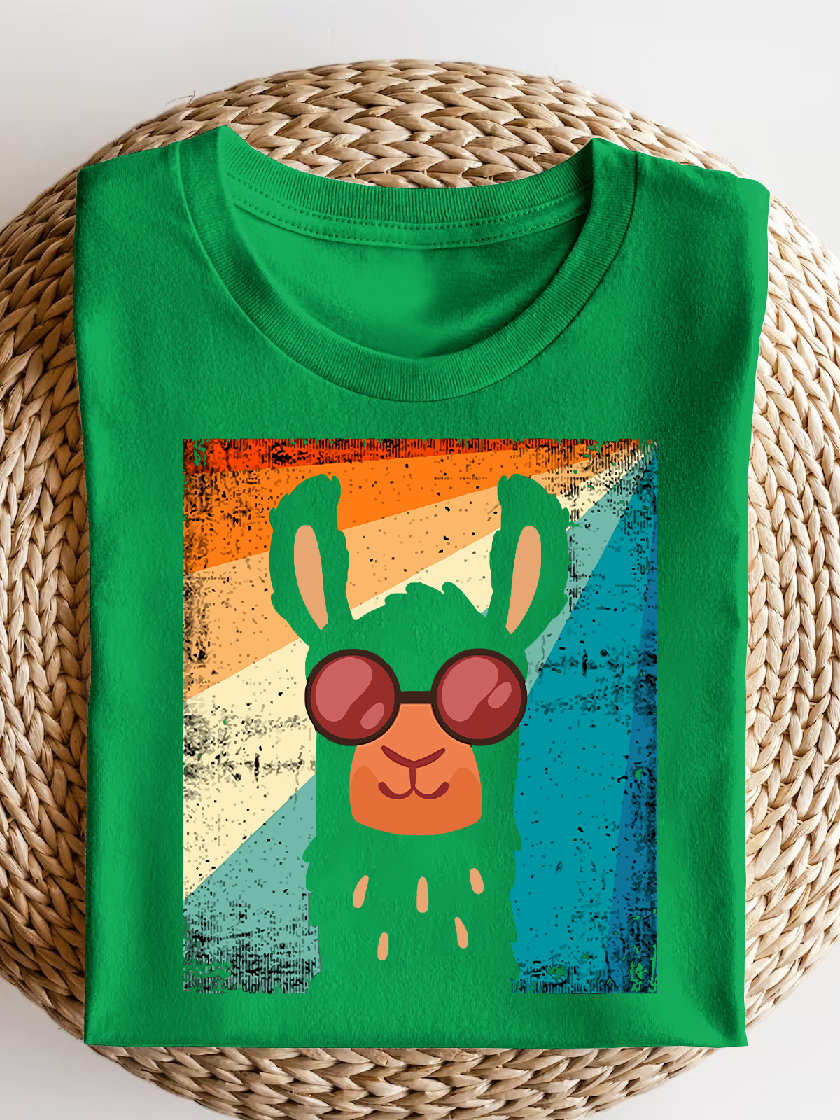 Retro Llama  Short Sleeves Tee