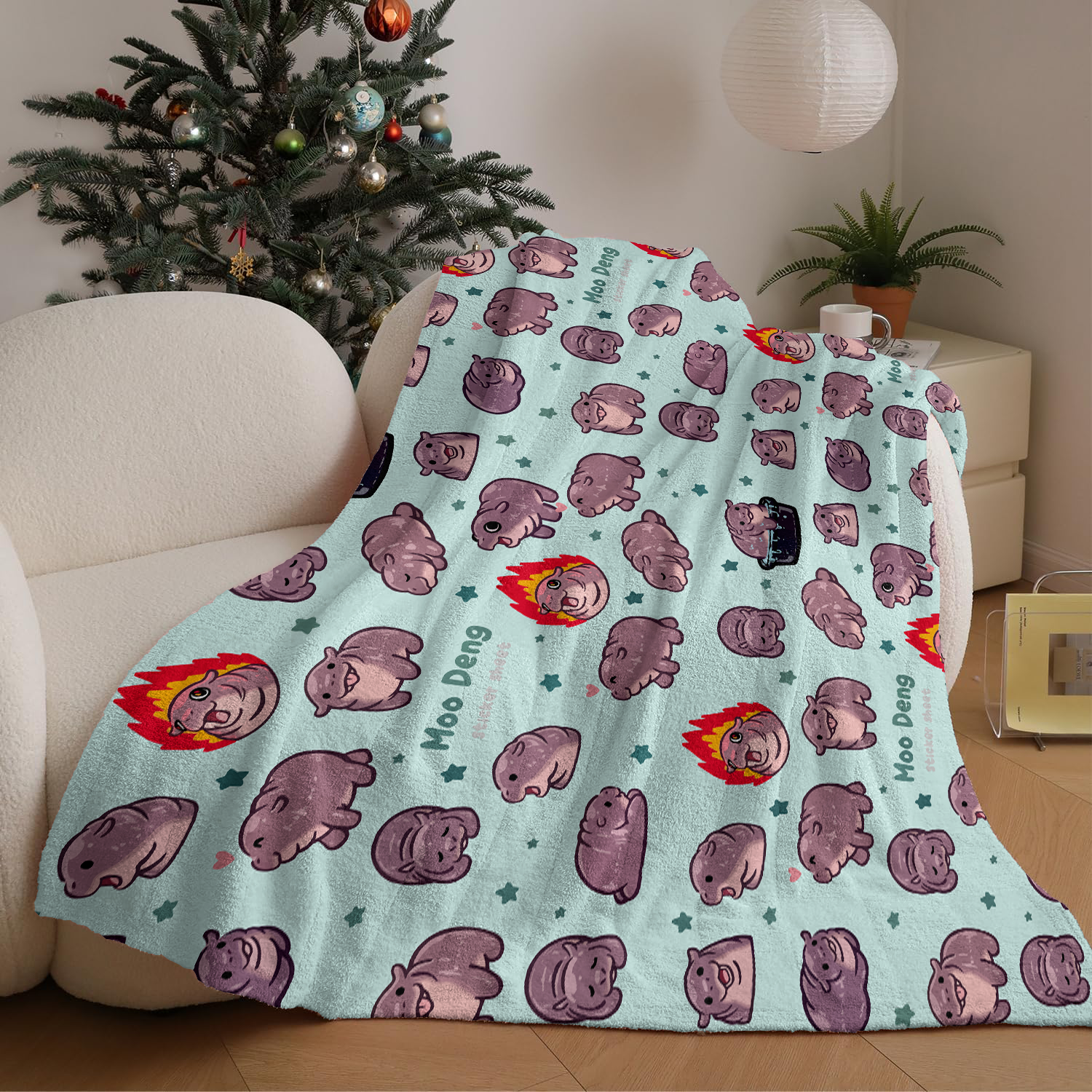 Cute Moodeng Hippo  Blanket