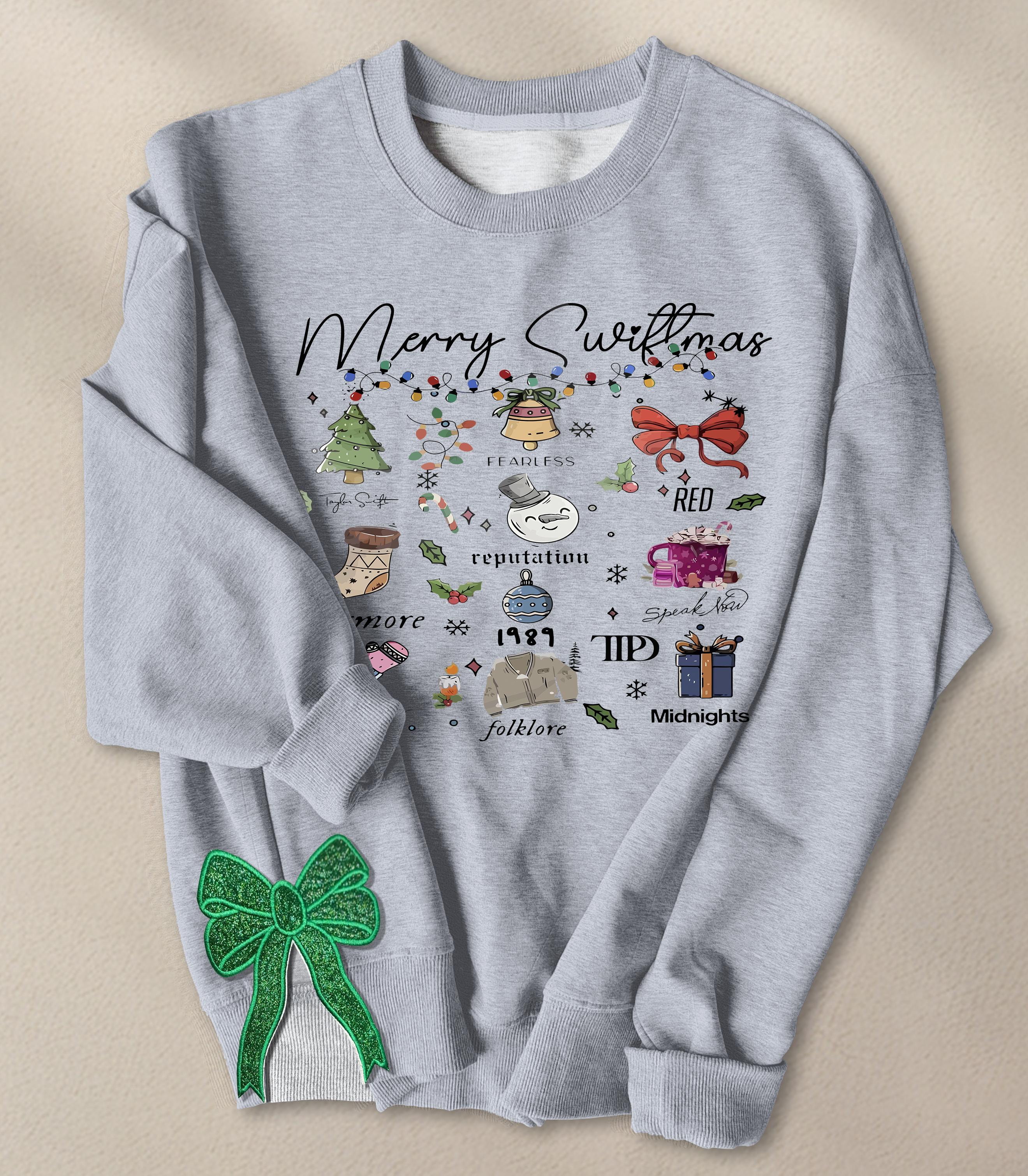 Music Handcrafted Two Side Bow Long Sleeves Sweatshirt