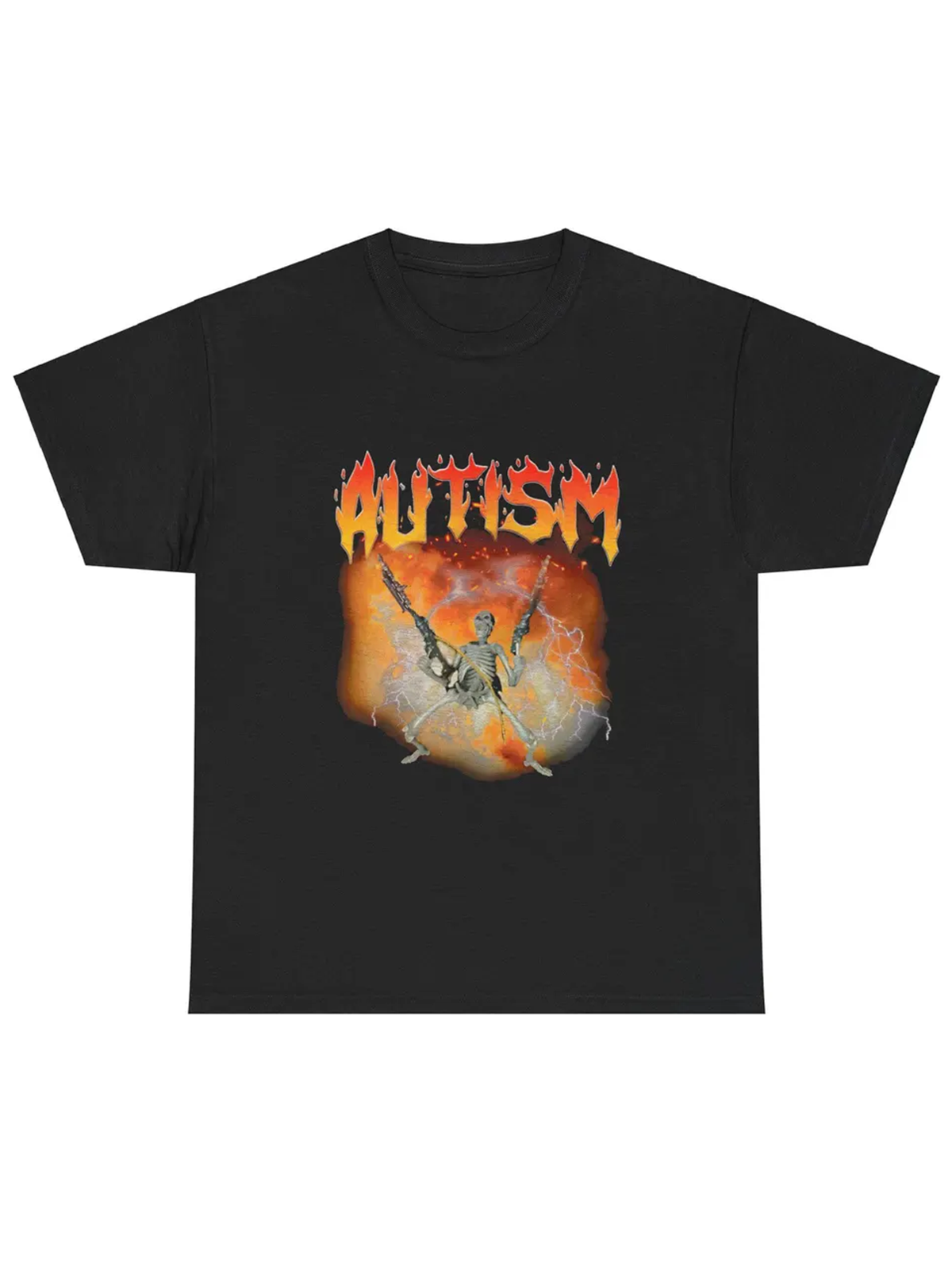 Unisex Autistic Funny Skeleton Short Sleeves Tee